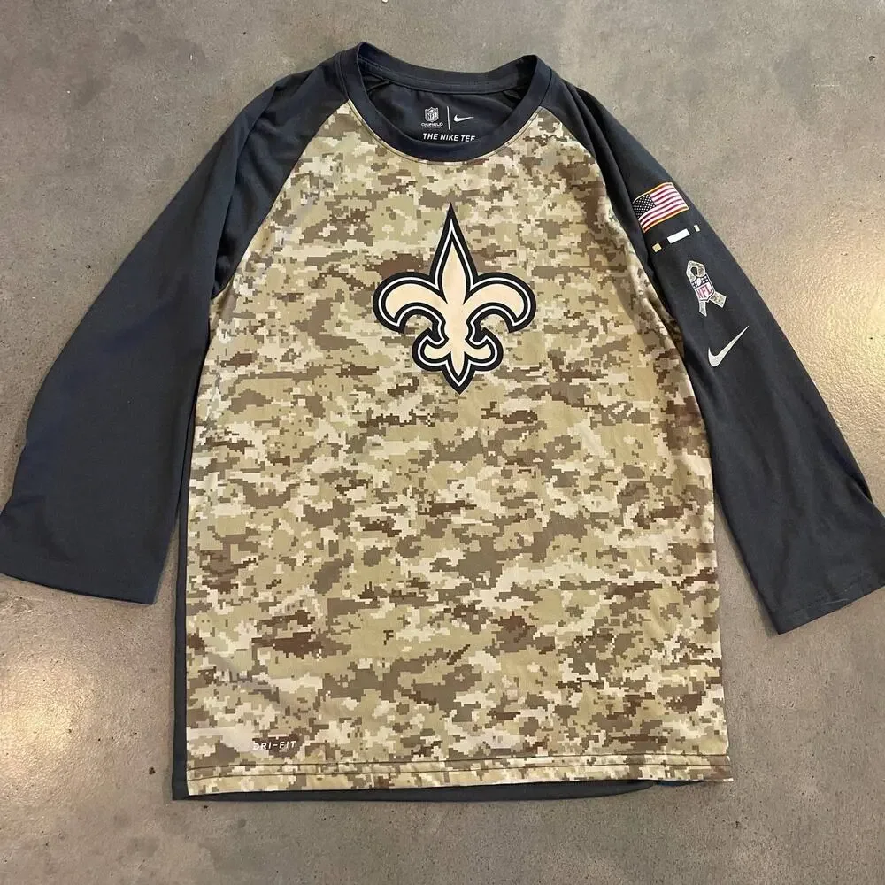NIKE NFL New Orleans Boys long sleeve football team apparel Boys youth Large